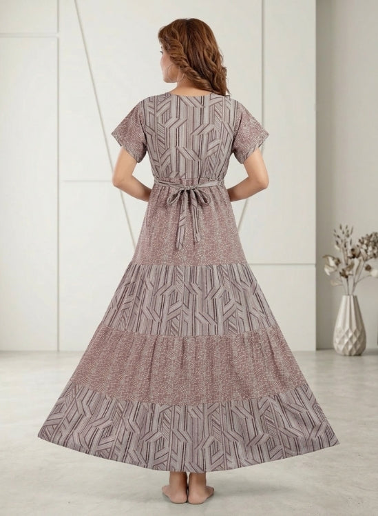 Mushroom Brown Rayon Nighty for Women