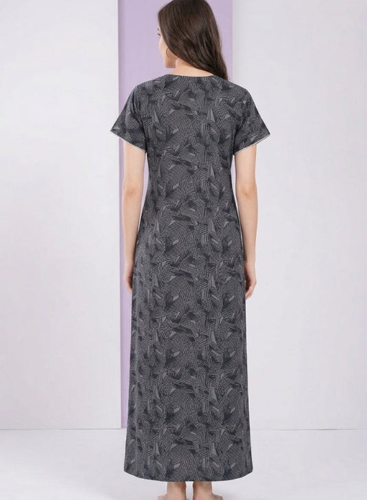 Charcoal Grey Base with Abstract Linear Print Alpine Nighty