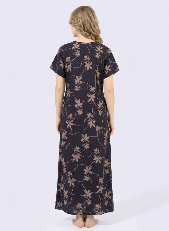 Dark Navy Base with Beige Floral Alpine Nighty