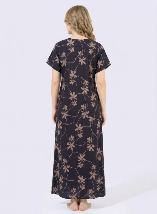 Dark Navy Base with Beige Floral Alpine Nighty