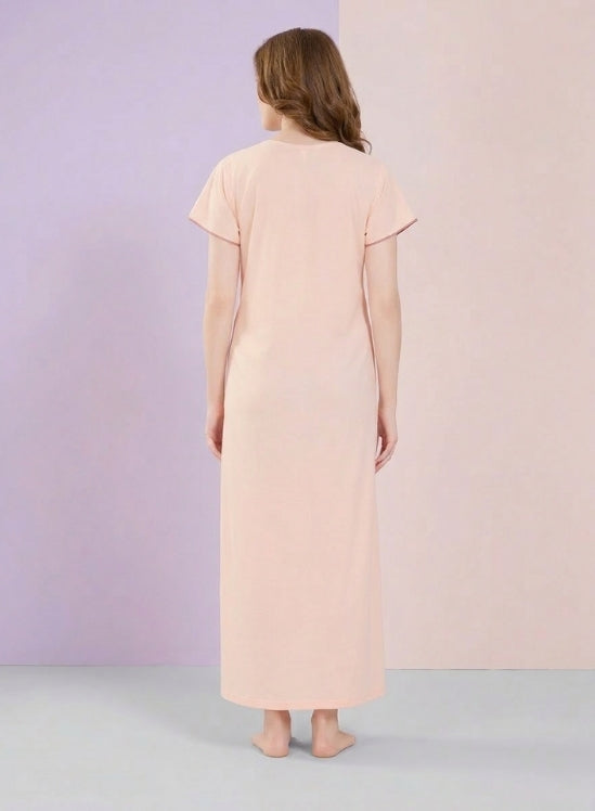 Soft Peach with Bold Pink Floral Alpine Nighty