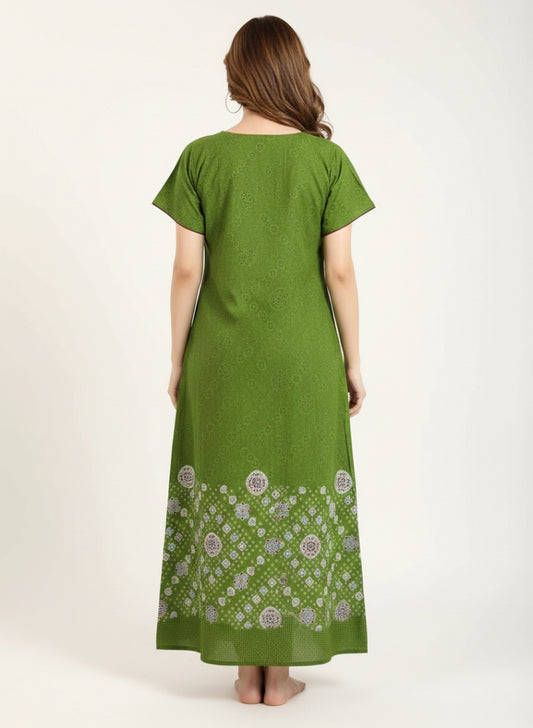 Olive Green Cotton Nighty