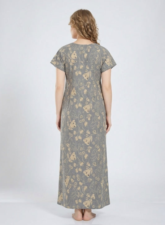 Deep Indigo Floral Cotton Nighty