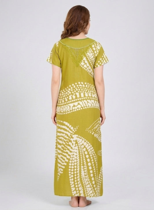 Olive Mustard Green Satin Nighty