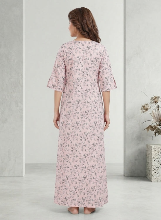 Blush Pink Rayon Nighty for Women
