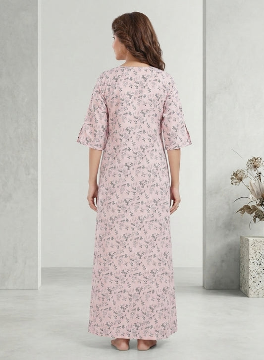 Blush Pink Rayon Nighty for Women
