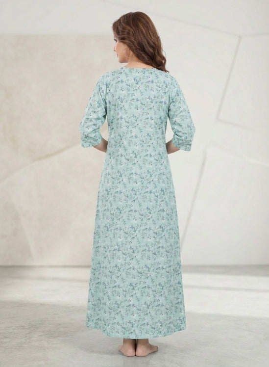 Mint Green Rayon Nighty for Women