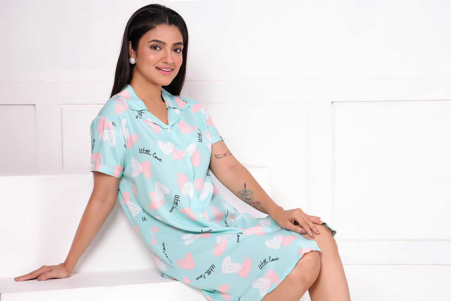 Women's Sky Blue Short Nighty