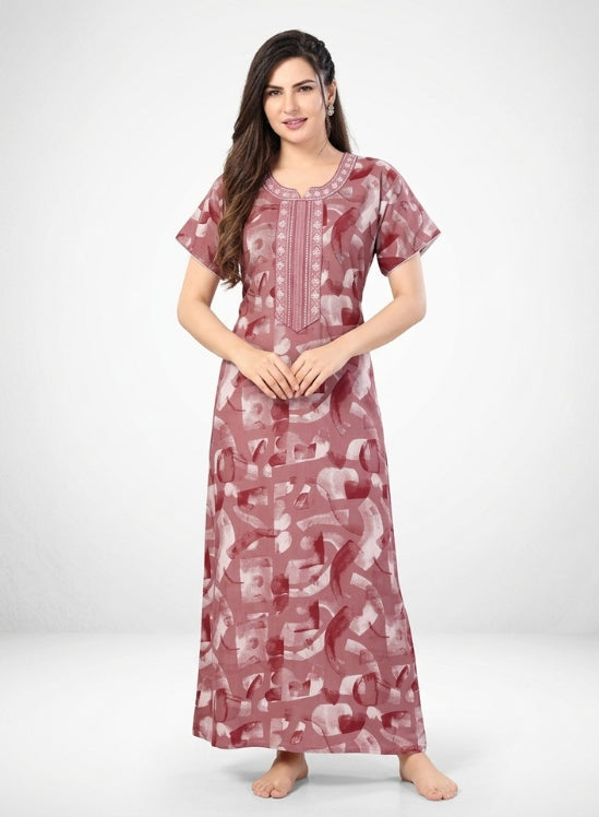 Dusty Rose Pink with Tonal Embroidered Alpine Nighty