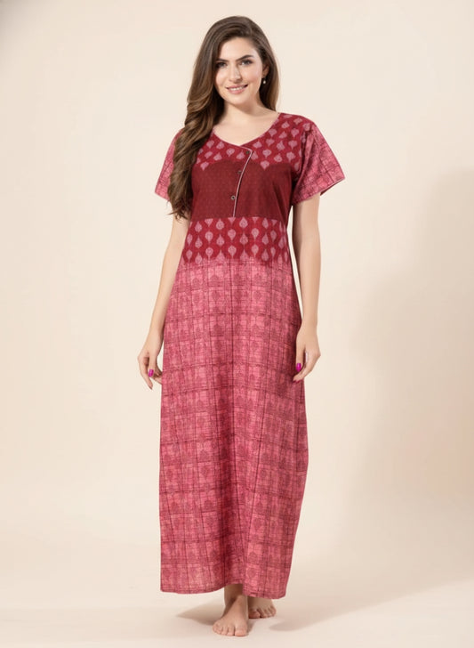 Berry Red Cotton Nighty