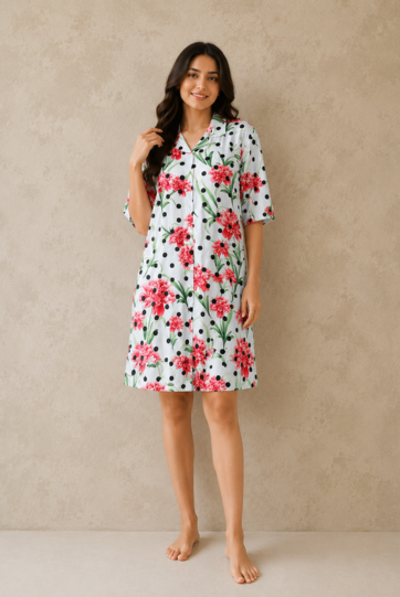 Multicolor Premium Satin Short Nighty
