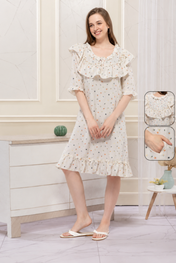 Rayon Floral Short Nighty