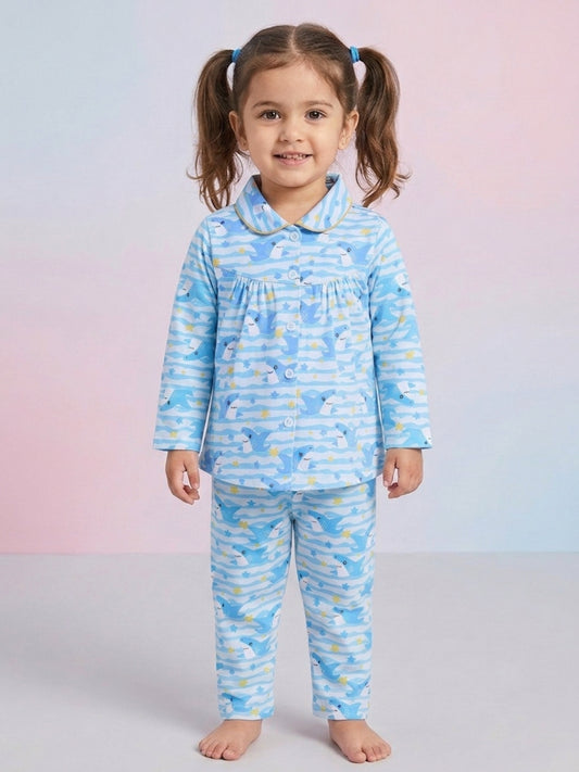 Girls Cotton Night Suit Set | Full Sleeve Top & Pajama
