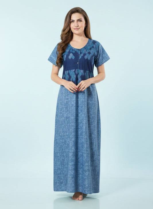 Steel Blue Cotton Nighty