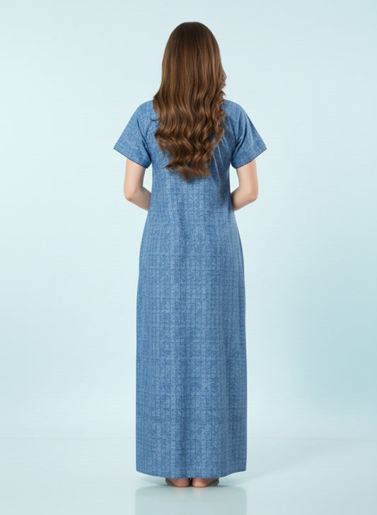 Steel Blue Cotton Nighty