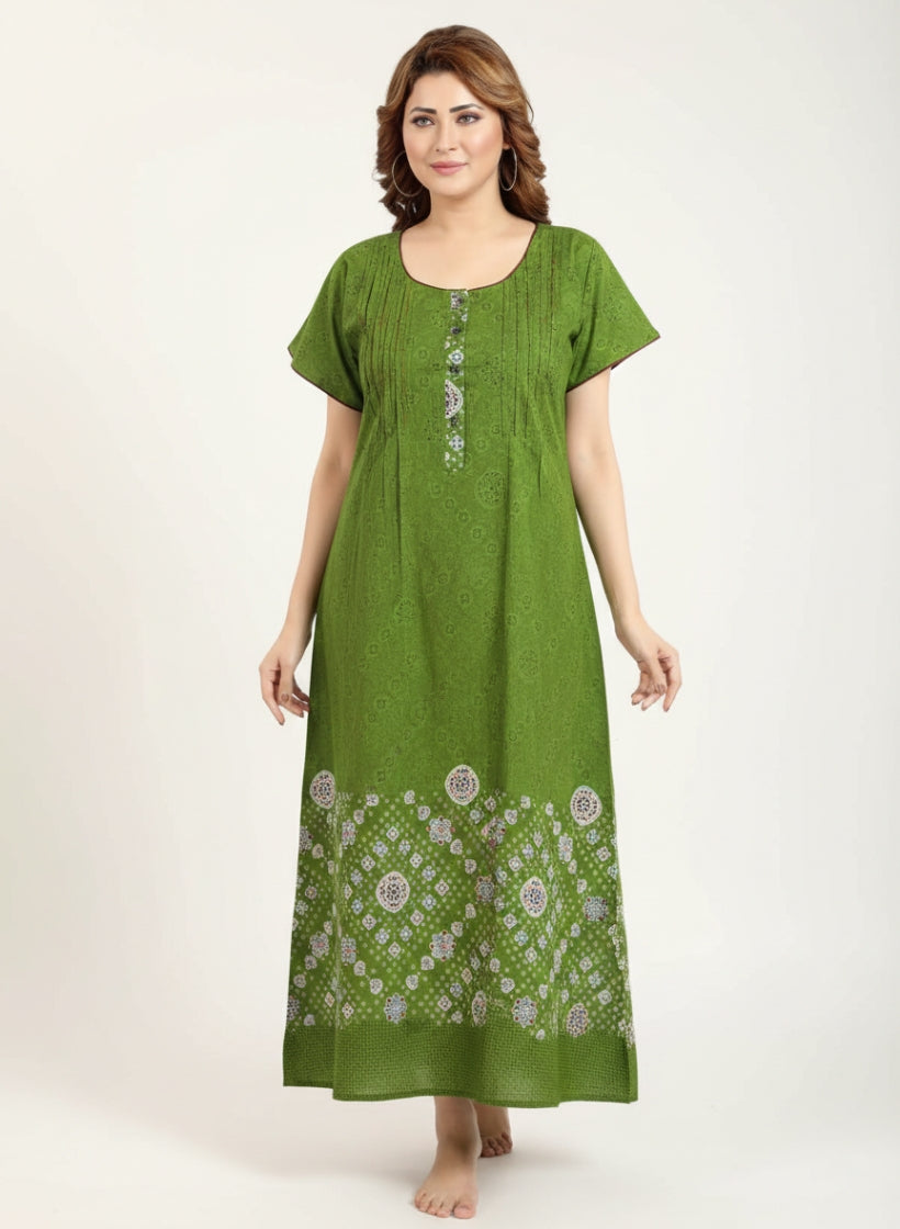 Olive Green Cotton Nighty