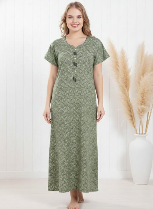 Olive Green Cotton Nighty
