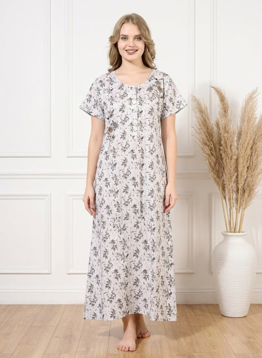 Lightgray Pale Taupe Cotton Nighty