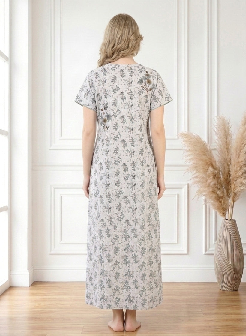 Lightgray Pale Taupe Cotton Nighty