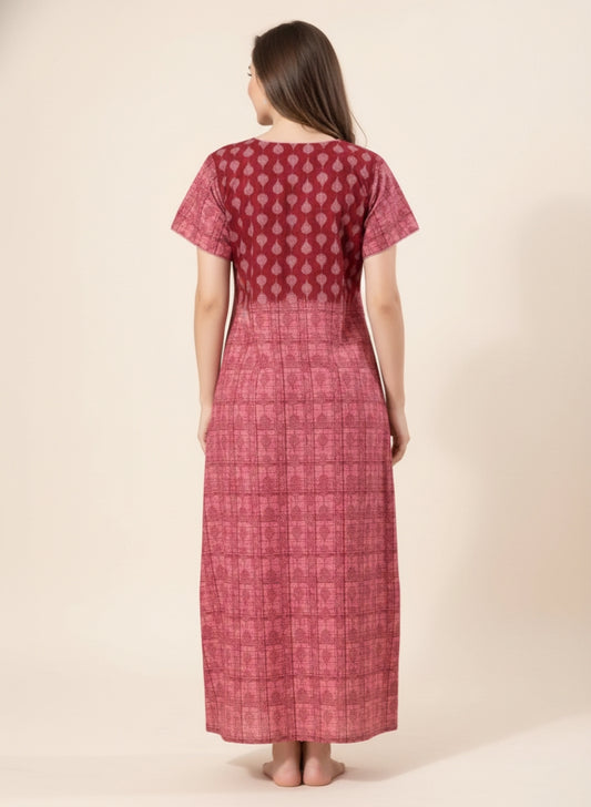 Berry Red Cotton Nighty