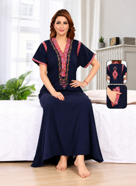 Rayon Floral Embroidered Nighty