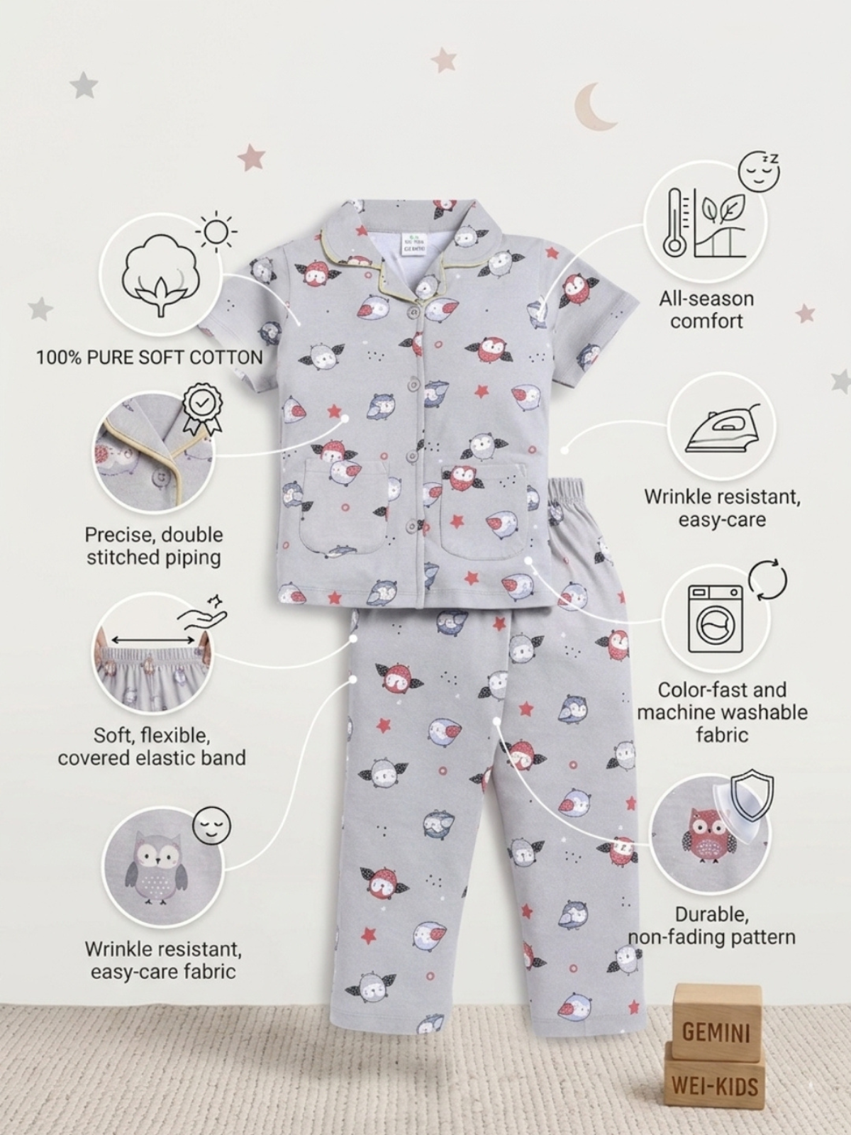 Girls Sleepwear Set | Top & Pajama (Cotton)
