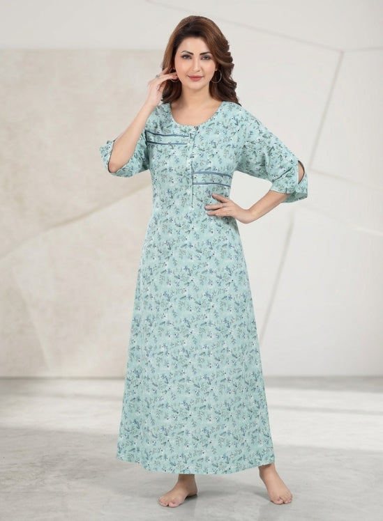 Mint Green Rayon Nighty for Women