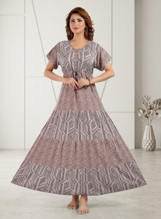 Mushroom Brown  Rayon Nighty for Women