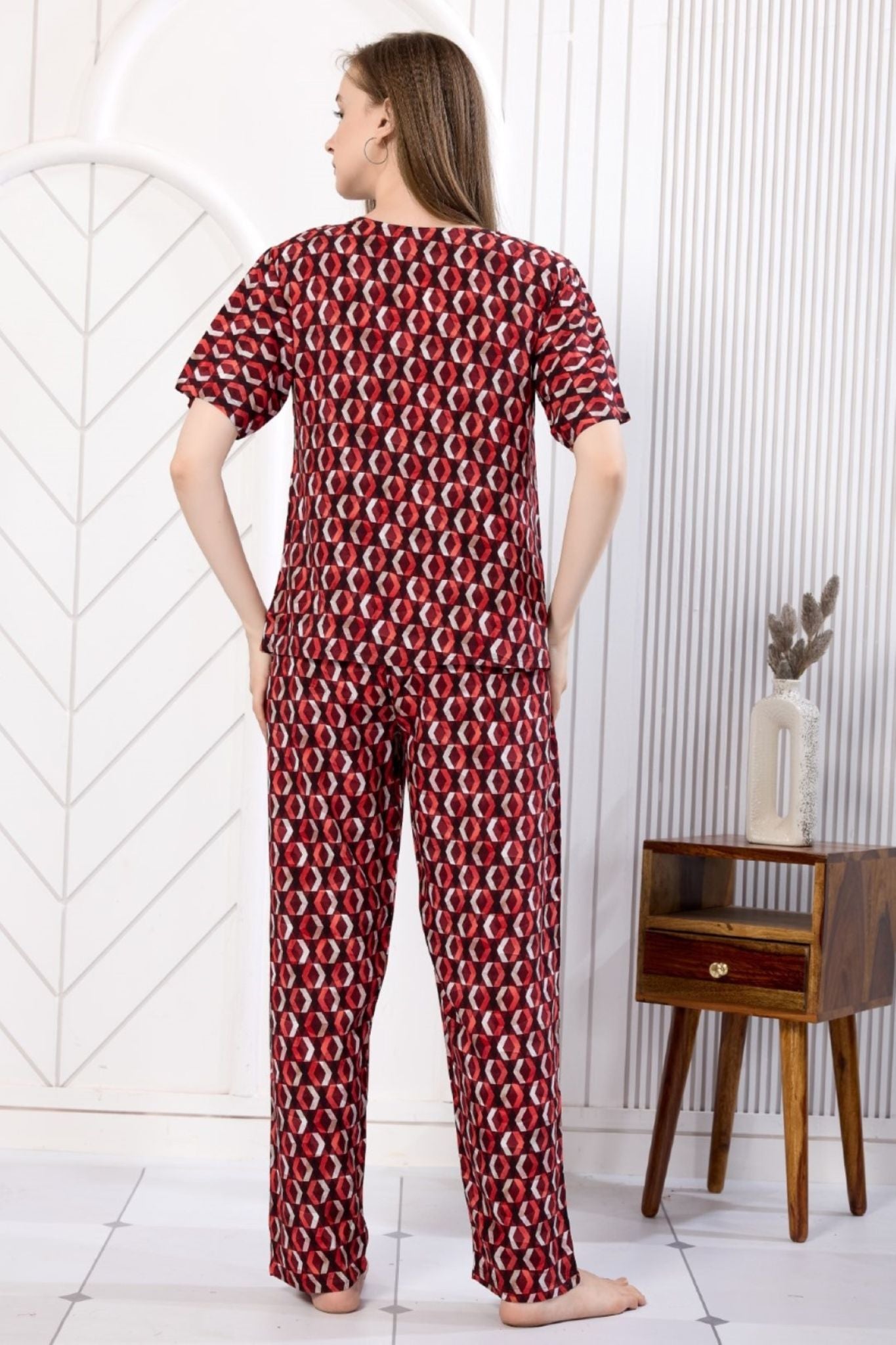 Red Abstract Co-ord sets back side
