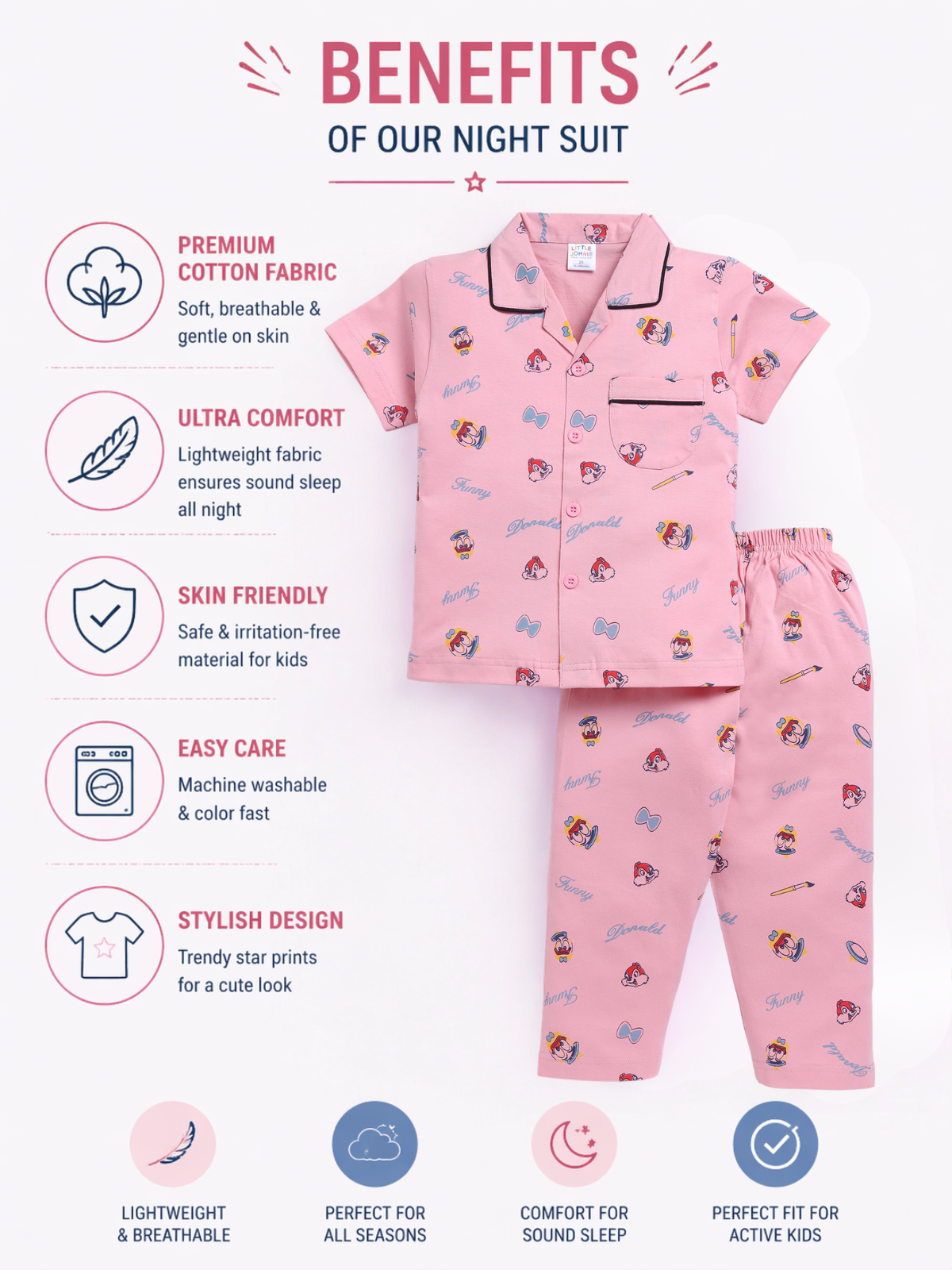 Boys Night Suit | Cotton T-Shirt & Pajama Set