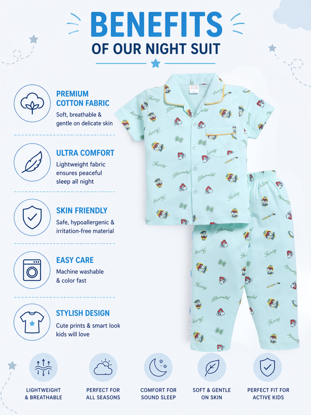 Boys Night Suit | Cotton T-Shirt & Pajama Set