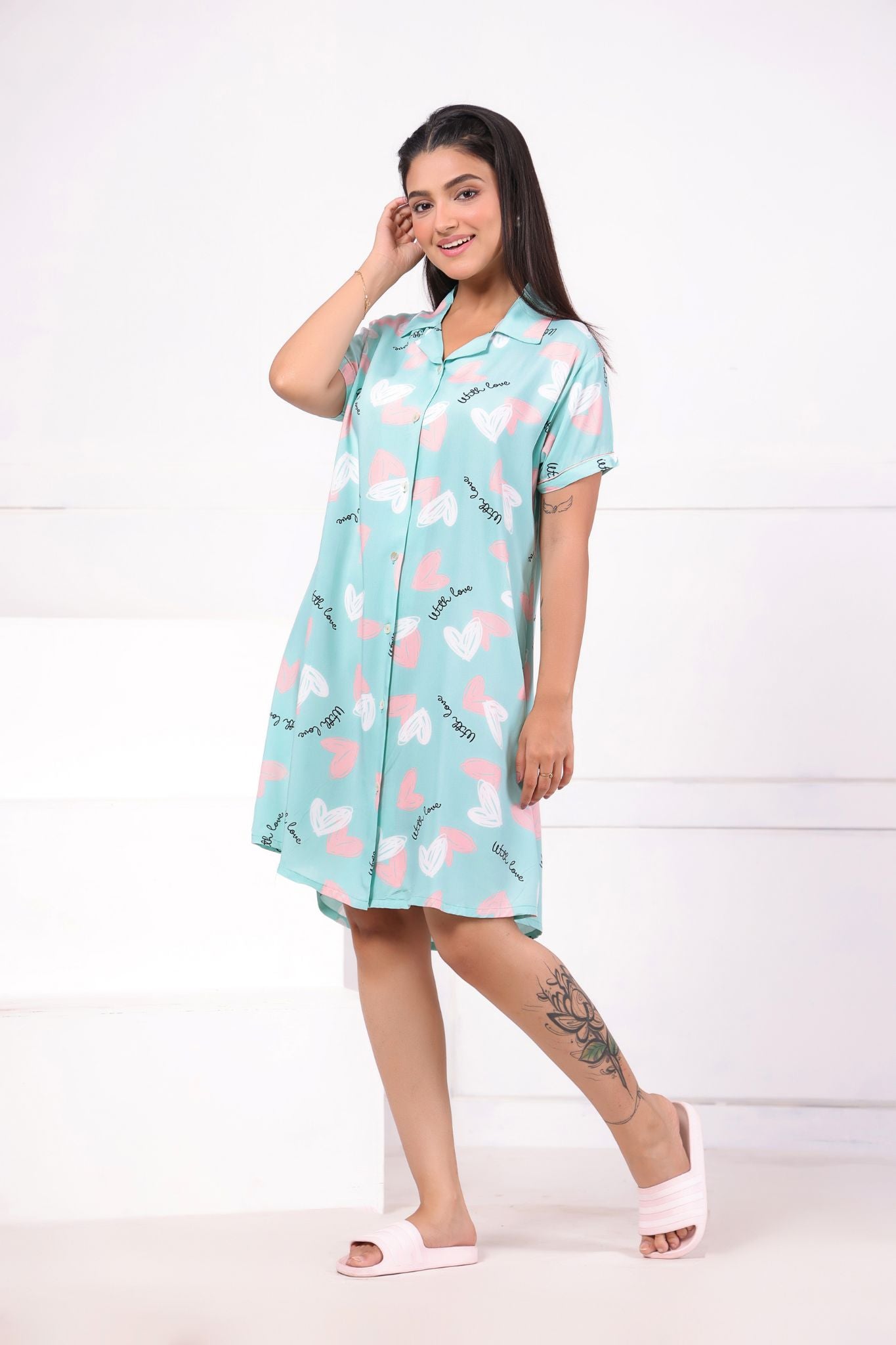 Women's Sky Blue Short Nighty