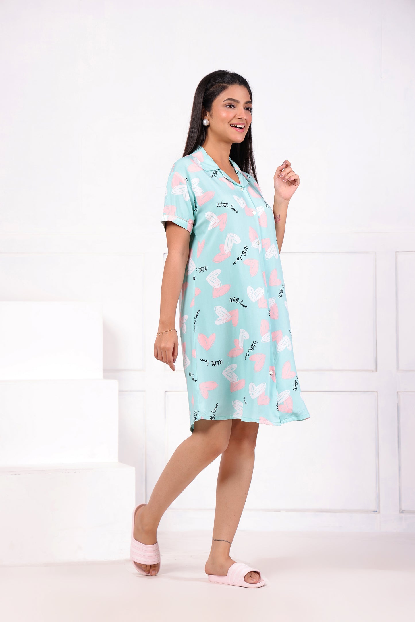 Women's Sky Blue Short Nighty