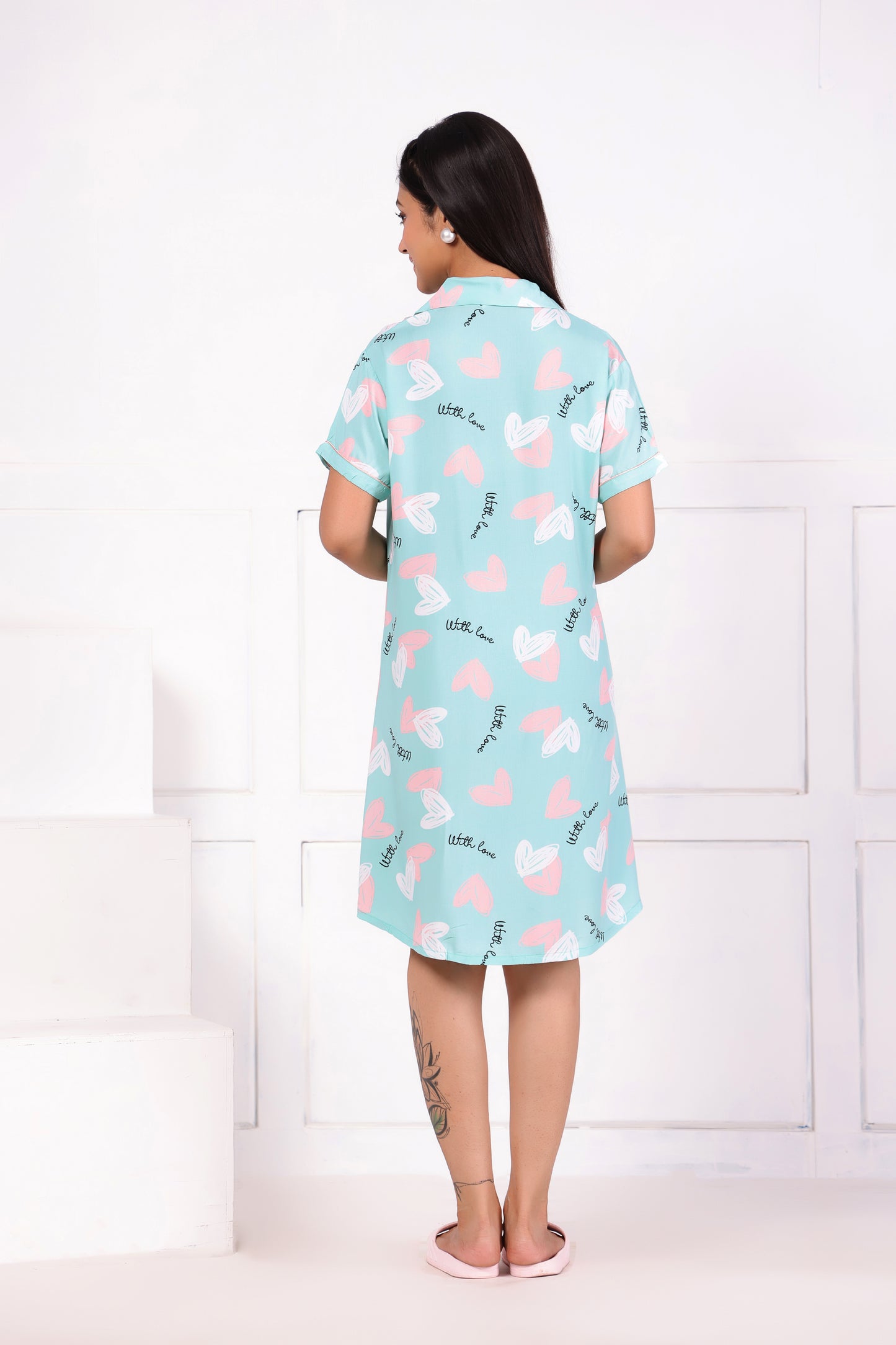 Women's Sky Blue Short Nighty